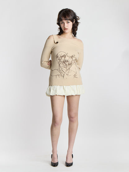Tomoe and Nanami Off-Shoulder Sweater