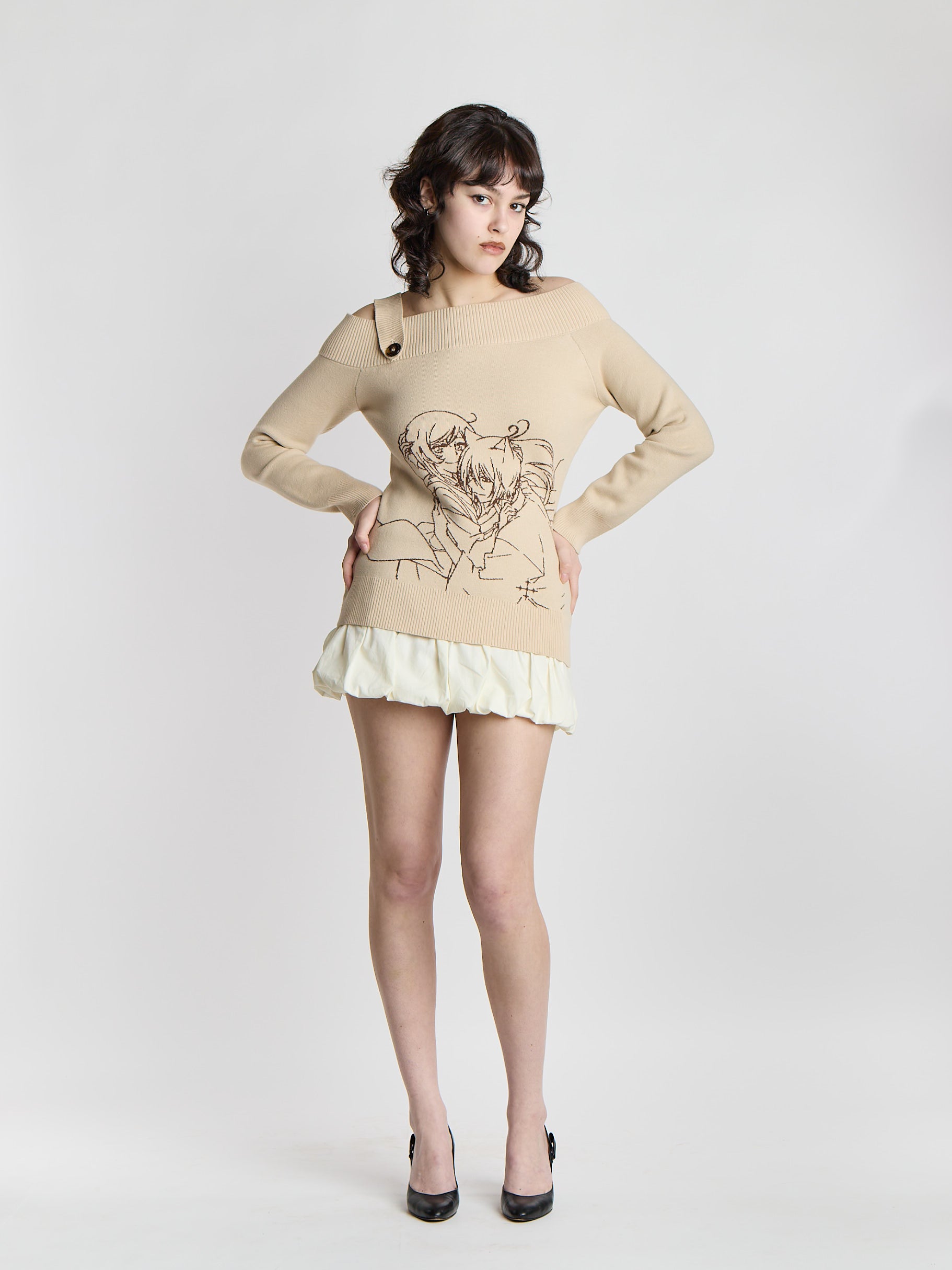 Tomoe and Nanami Off-Shoulder Sweater