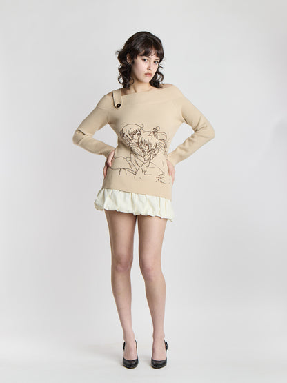 Tomoe and Nanami Off-Shoulder Sweater