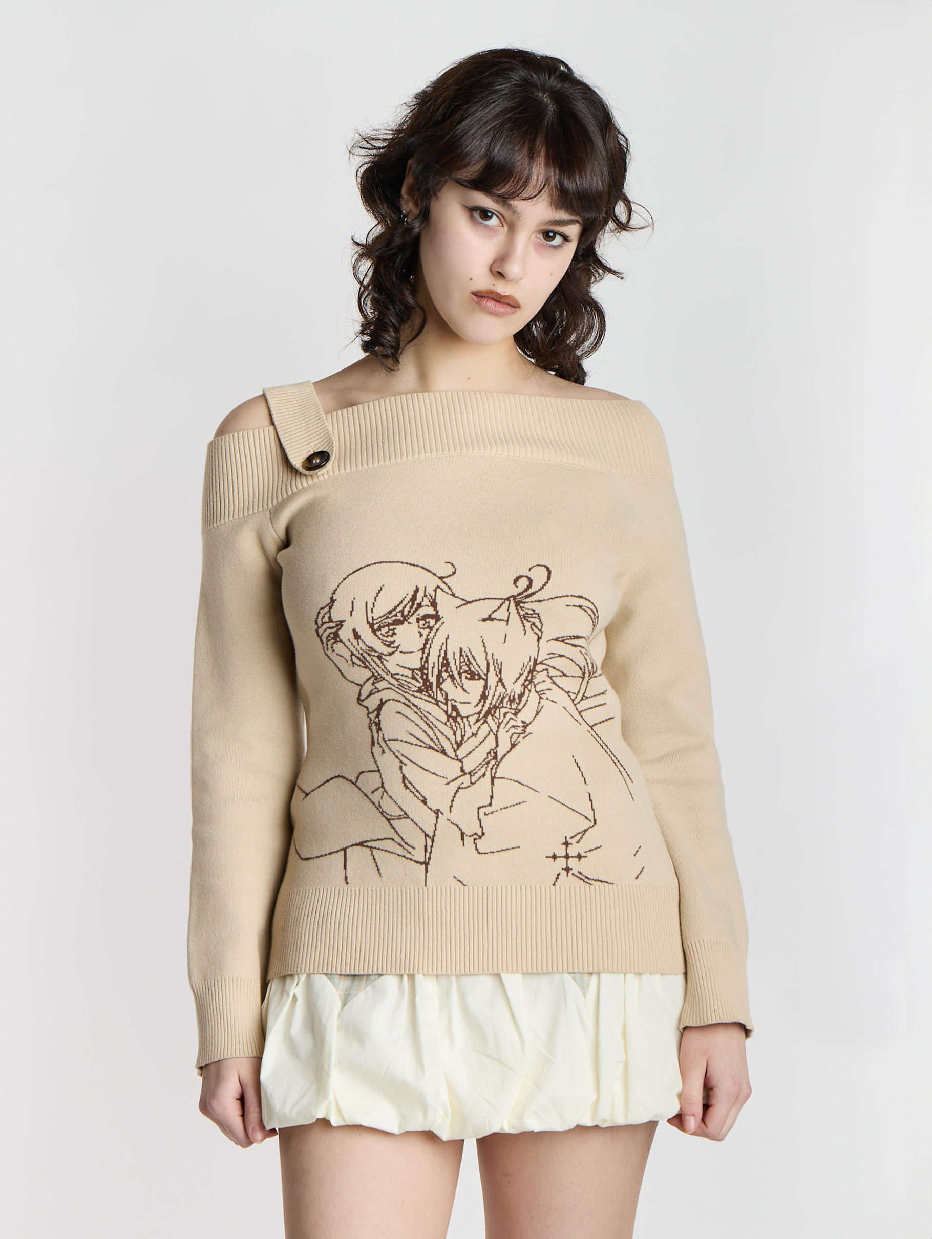 Tomoe and Nanami Off-Shoulder Sweater