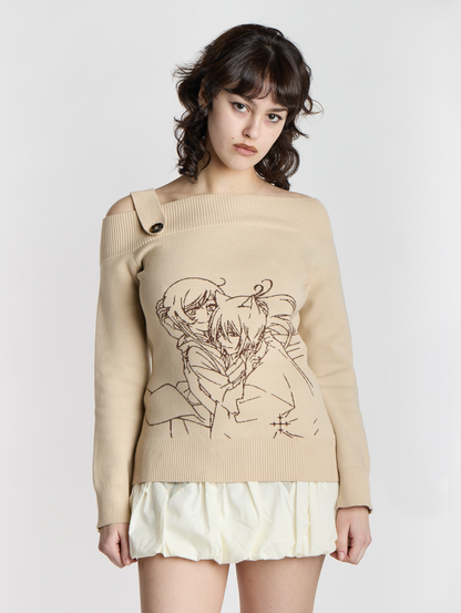 Tomoe and Nanami Off-Shoulder Sweater